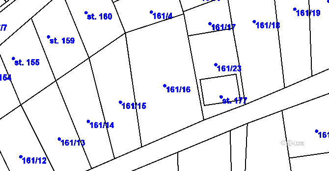 Parcela st. 161/16 v KÚ Malé Hradisko, Katastrální mapa