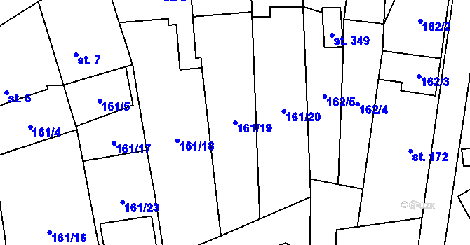 Parcela st. 161/19 v KÚ Malé Hradisko, Katastrální mapa