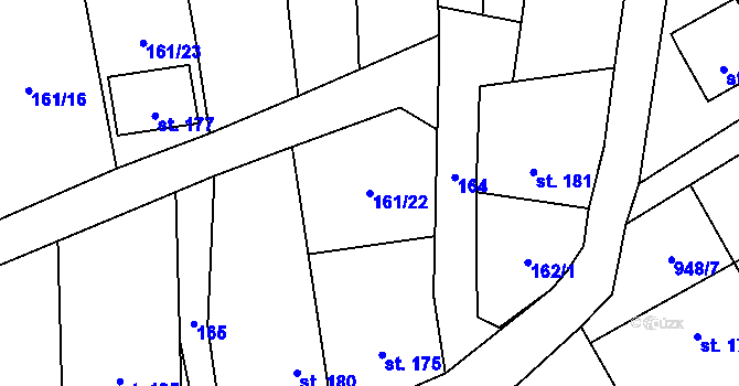 Parcela st. 161/22 v KÚ Malé Hradisko, Katastrální mapa