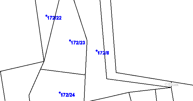 Parcela st. 172/8 v KÚ Malé Hradisko, Katastrální mapa
