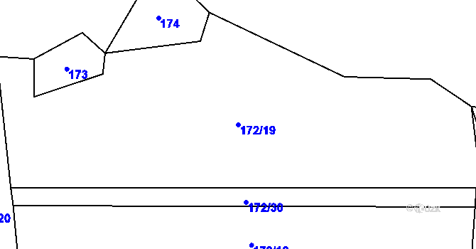 Parcela st. 172/19 v KÚ Malé Hradisko, Katastrální mapa