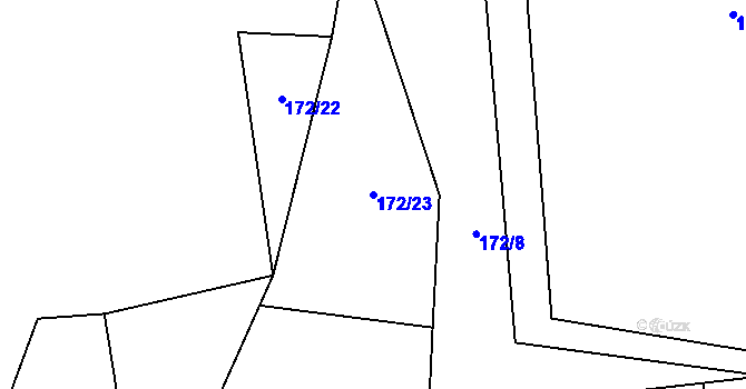 Parcela st. 172/23 v KÚ Malé Hradisko, Katastrální mapa