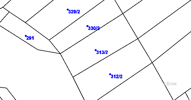 Parcela st. 313/2 v KÚ Malé Hradisko, Katastrální mapa