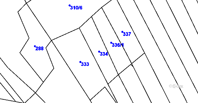 Parcela st. 334 v KÚ Malé Hradisko, Katastrální mapa