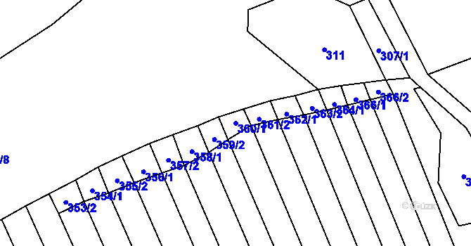 Parcela st. 360/1 v KÚ Malé Hradisko, Katastrální mapa