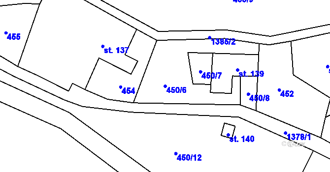 Parcela st. 450/6 v KÚ Malé Hradisko, Katastrální mapa