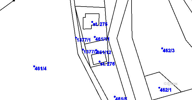 Parcela st. 461/12 v KÚ Malé Hradisko, Katastrální mapa