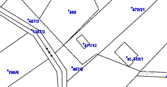 Parcela st. 471/12 v KÚ Malé Hradisko, Katastrální mapa