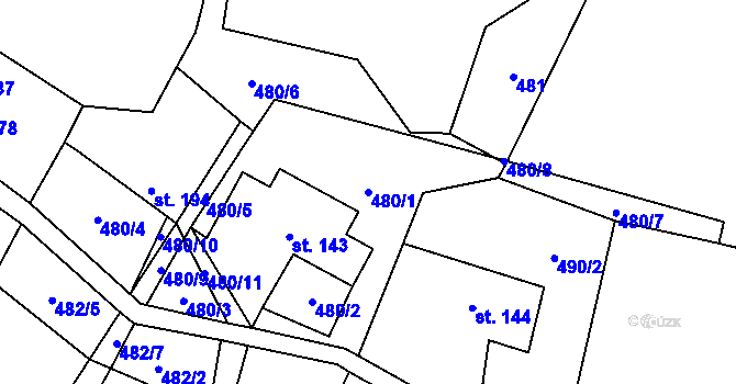 Parcela st. 480/1 v KÚ Malé Hradisko, Katastrální mapa