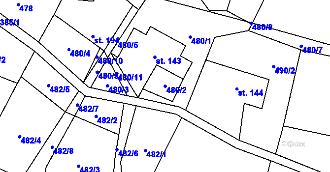Parcela st. 480/2 v KÚ Malé Hradisko, Katastrální mapa