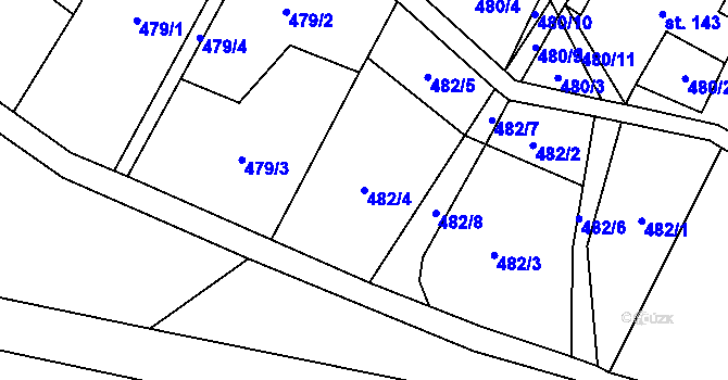Parcela st. 482/4 v KÚ Malé Hradisko, Katastrální mapa