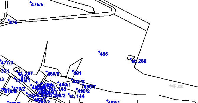 Parcela st. 485 v KÚ Malé Hradisko, Katastrální mapa