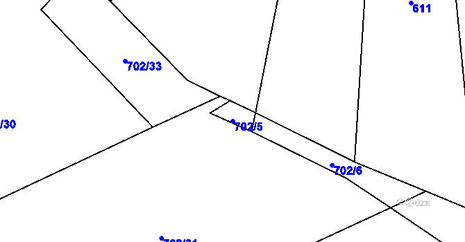 Parcela st. 702/5 v KÚ Malé Hradisko, Katastrální mapa