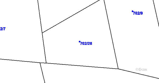 Parcela st. 702/28 v KÚ Malé Hradisko, Katastrální mapa