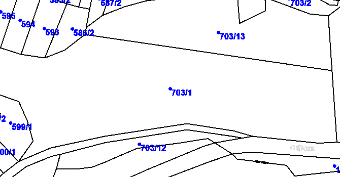 Parcela st. 703/1 v KÚ Malé Hradisko, Katastrální mapa