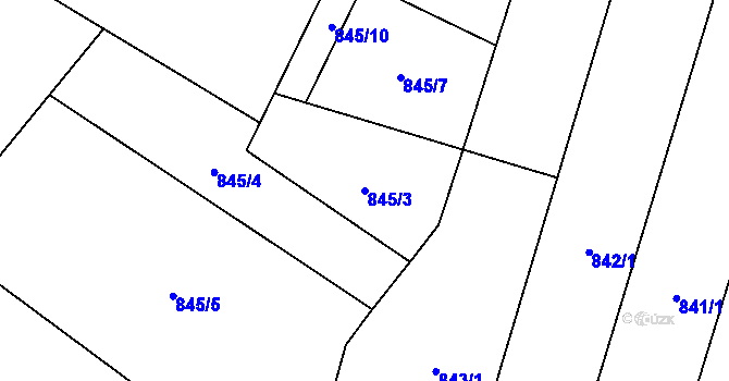 Parcela st. 845/3 v KÚ Malé Hradisko, Katastrální mapa