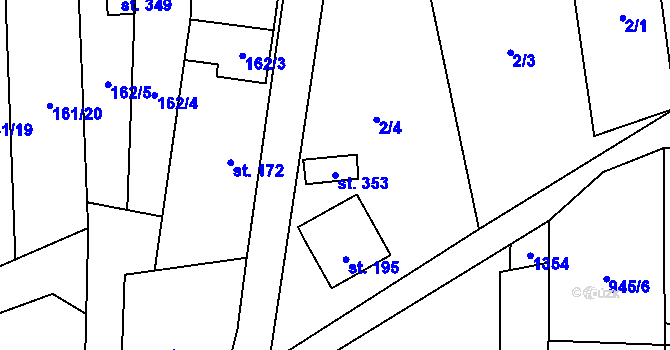 Parcela st. 353 v KÚ Malé Hradisko, Katastrální mapa