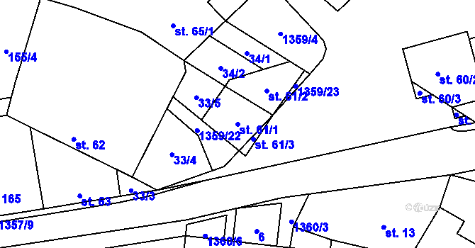 Parcela st. 61/1 v KÚ Malé Hradisko, Katastrální mapa