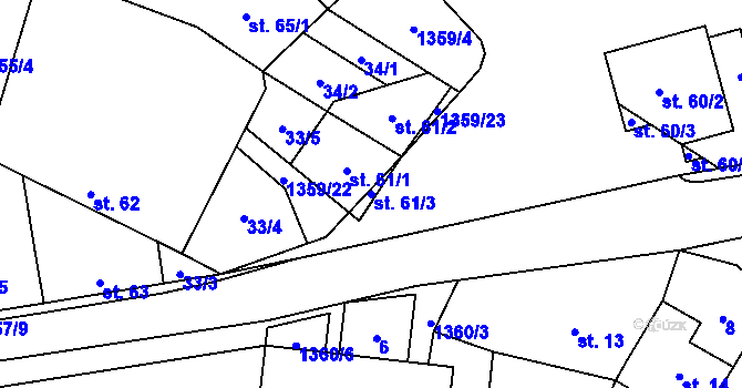 Parcela st. 61/3 v KÚ Malé Hradisko, Katastrální mapa
