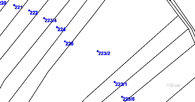 Parcela st. 223/2 v KÚ Malé Hradisko, Katastrální mapa