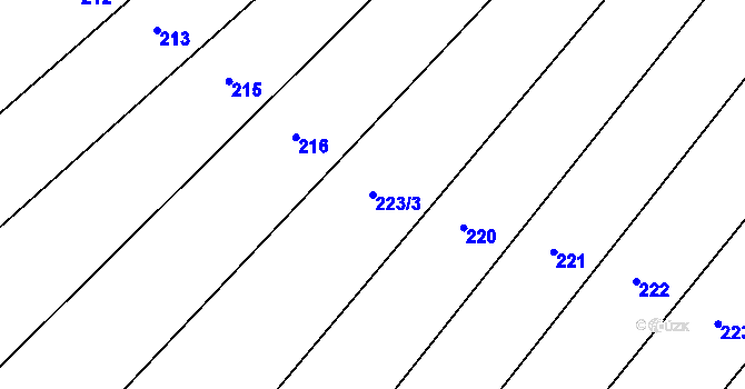 Parcela st. 223/3 v KÚ Malé Hradisko, Katastrální mapa