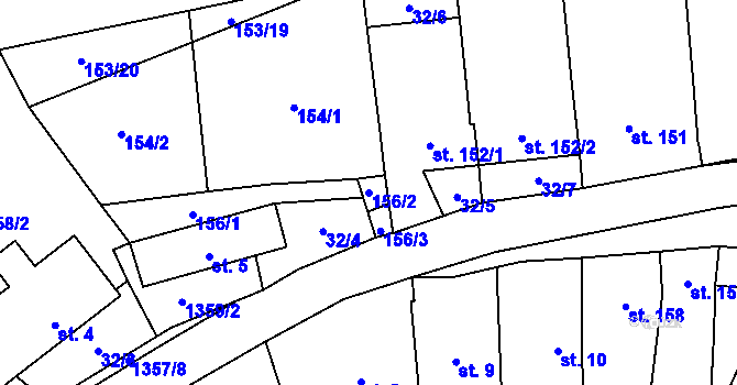 Parcela st. 156/2 v KÚ Malé Hradisko, Katastrální mapa
