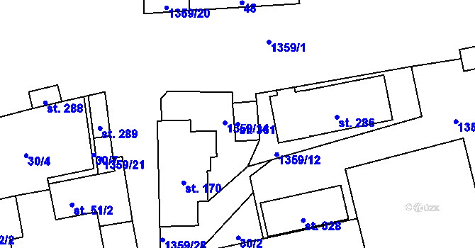 Parcela st. 361 v KÚ Malé Hradisko, Katastrální mapa