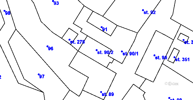 Parcela st. 90/2 v KÚ Malé Hradisko, Katastrální mapa
