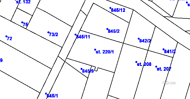 Parcela st. 220/1 v KÚ Malé Hradisko, Katastrální mapa