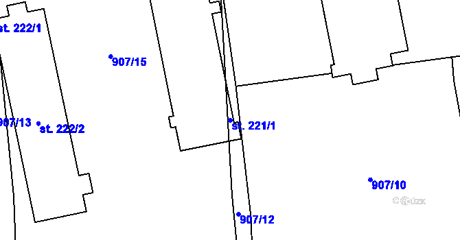 Parcela st. 221/1 v KÚ Malé Hradisko, Katastrální mapa