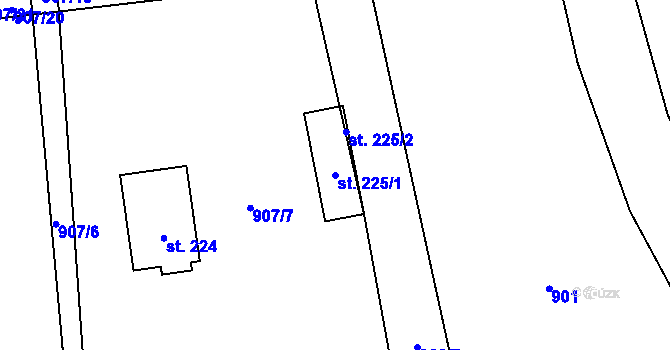 Parcela st. 225/1 v KÚ Malé Hradisko, Katastrální mapa