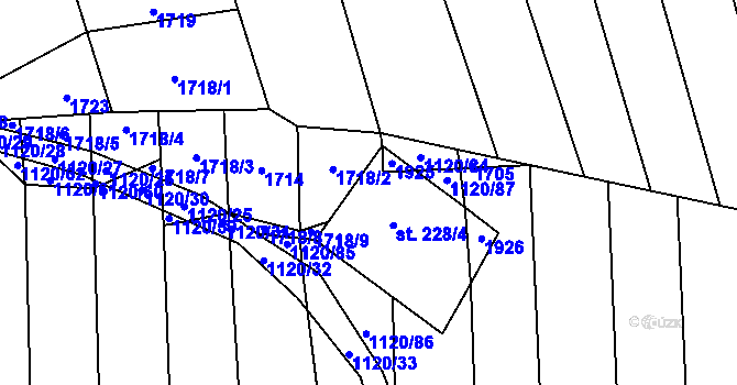 Parcela st. 228/2 v KÚ Malé Hradisko, Katastrální mapa