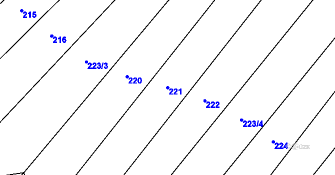 Parcela st. 221 v KÚ Malé Hradisko, Katastrální mapa