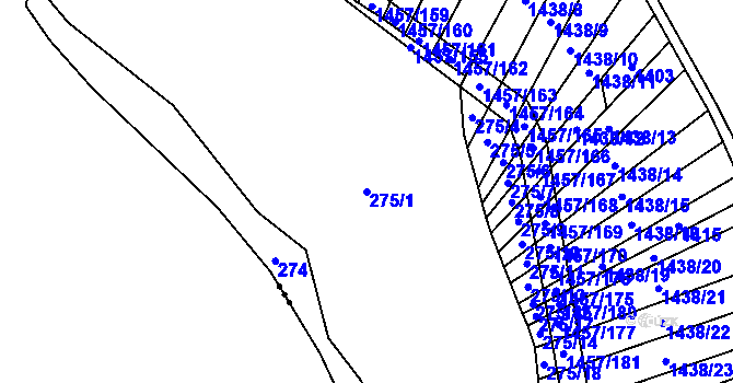 Parcela st. 275/1 v KÚ Malé Hradisko, Katastrální mapa
