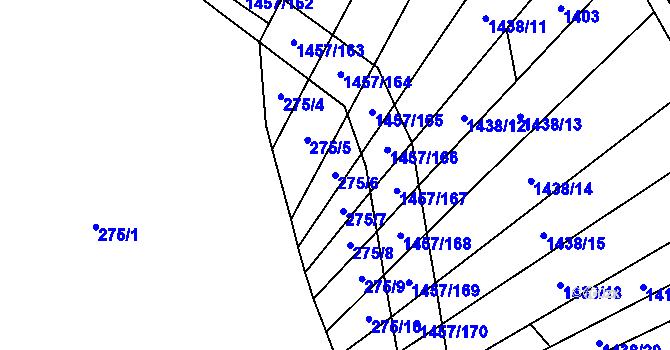 Parcela st. 275/6 v KÚ Malé Hradisko, Katastrální mapa