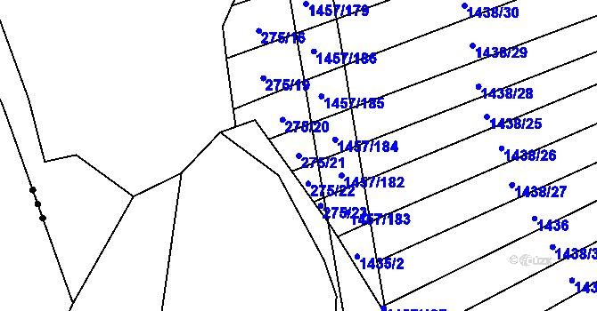 Parcela st. 275/21 v KÚ Malé Hradisko, Katastrální mapa