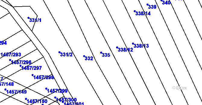 Parcela st. 335 v KÚ Malé Hradisko, Katastrální mapa