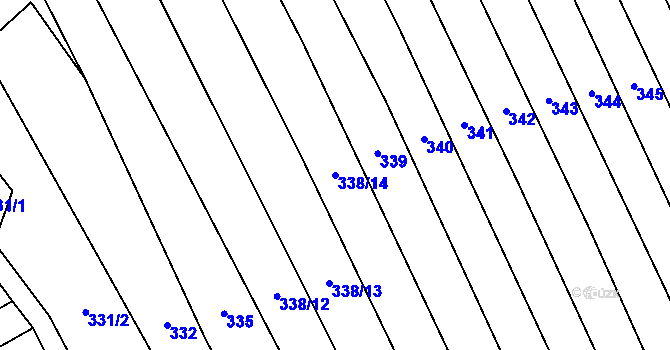 Parcela st. 338/14 v KÚ Malé Hradisko, Katastrální mapa