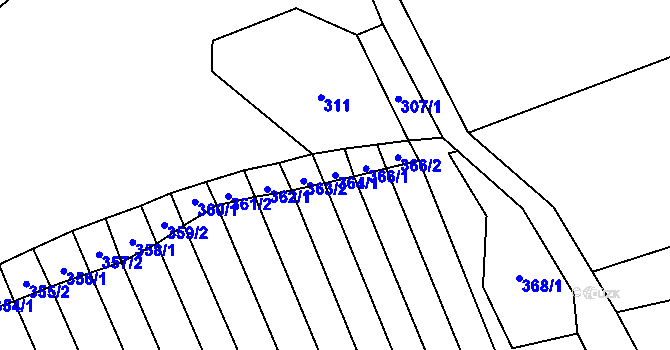 Parcela st. 364/1 v KÚ Malé Hradisko, Katastrální mapa