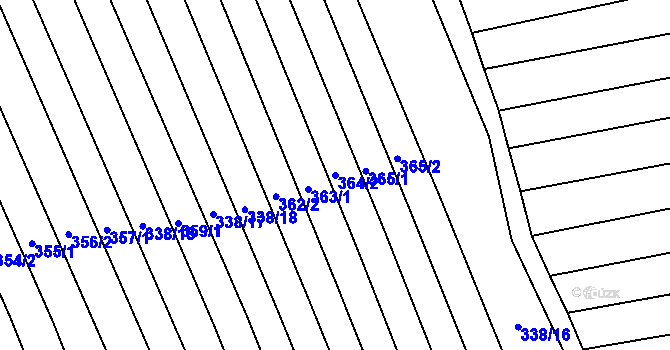 Parcela st. 364/2 v KÚ Malé Hradisko, Katastrální mapa