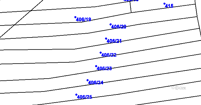 Parcela st. 406/22 v KÚ Malé Hradisko, Katastrální mapa