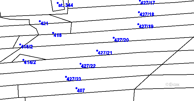 Parcela st. 427/21 v KÚ Malé Hradisko, Katastrální mapa
