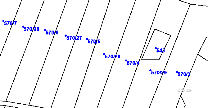 Parcela st. 570/28 v KÚ Malé Hradisko, Katastrální mapa