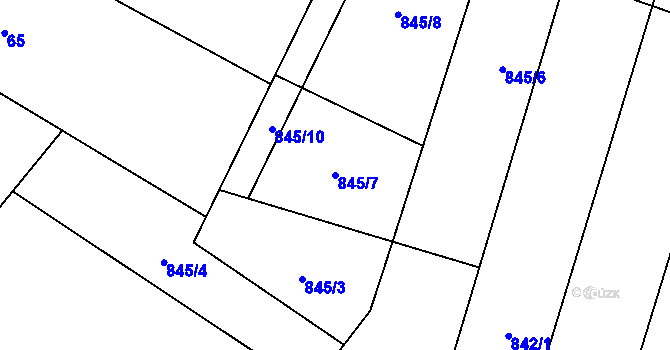 Parcela st. 845/7 v KÚ Malé Hradisko, Katastrální mapa