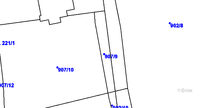 Parcela st. 907/9 v KÚ Malé Hradisko, Katastrální mapa
