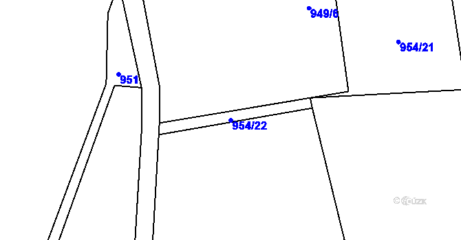 Parcela st. 954/22 v KÚ Malé Hradisko, Katastrální mapa