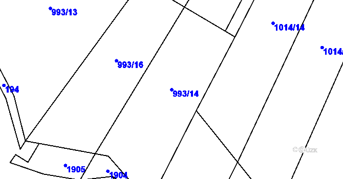 Parcela st. 993/14 v KÚ Malé Hradisko, Katastrální mapa