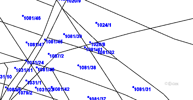 Parcela st. 1081/32 v KÚ Malé Hradisko, Katastrální mapa
