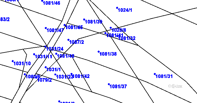 Parcela st. 1081/38 v KÚ Malé Hradisko, Katastrální mapa