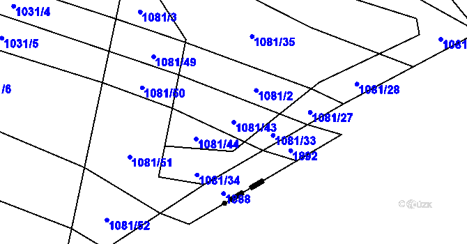 Parcela st. 1081/43 v KÚ Malé Hradisko, Katastrální mapa